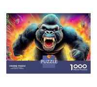 Puzzles Jigsaw 1000 Pièces Angry Gorilla dans Une scène vibrante et Ardente Puzzles 70x50cm/1000pcs pour Enfants Cadeau Jeu D'Intelligence Familial DIY Carton