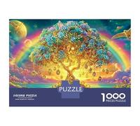 Puzzles Jigsaw 1000 Pièces Arbre de la Vie Fantastique sous Un Ciel Arc-en-Ciel Puzzles 52x38cm/1000pcs pour Enfants Cadeau Jeu D'Intelligence Familial Bricolage Carton