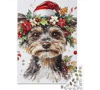 Puzzles Jigsaw 1000 Pièces Art de Chien de Noël Puzzles 70x50cm/1000pcs pour Enfants Cadeau Jeu D'Intelligence Pression Réduite DIY Carton