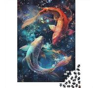 Puzzles Jigsaw 1000 Pièces Art du Poisson Koi Cosmique Puzzles 38x26cm/1000pcs pour Enfants Cadeau Jeu D'Intelligence Familial Bricolage Carton