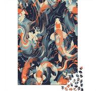 Puzzles Jigsaw 1000 Pièces Art du Poisson Koi Pattern Puzzles 38x26cm/1000pcs pour Adultes Et Enfants Cadeau Jeu D'Intelligence Pression Réduite DIY Carton