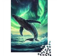 Puzzles Jigsaw 1000 Pièces Baleine Sauter Aurora Puzzles 38x26cm/1000pcs pour Adultes Et Enfants Cadeau Jeu D'Intelligence Familial DIY Carton