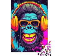 Puzzles Jigsaw 1000 Pièces Casques Gorilla DJ Puzzles 52x38cm/1000pcs pour Enfants Cadeau Jeu D'Intelligence Familial Bricolage Carton