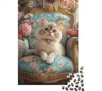 Puzzles Jigsaw 1000 Pièces Chaise de Chat Floral Puzzles 38x26cm/1000pcs pour Adultes Et Enfants Cadeau Jeu D'Intelligence Familial DIY Carton