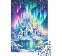 Puzzles Jigsaw 1000 Pièces Château de Glace Aurora Puzzles 52x38cm/1000pcs pour Enfants Cadeau Jeu D'Intelligence Pression Réduite Bricolage Carton