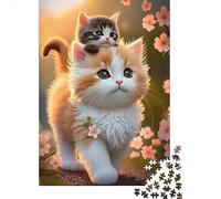 Puzzles Jigsaw 1000 Pièces Chaton Mignon Duo Puzzles 38x26cm/1000pcs pour Adultes Et Enfants Cadeau Jeu D'Intelligence Pression Réduite Bricolage Carton
