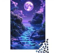 Puzzles Jigsaw 1000 Pièces Chemin Magique éclairé par la Lune Puzzles 70x50cm/1000pcs pour Adultes Et Enfants Cadeau Jeu D'Intelligence Familial Bricolage Carton