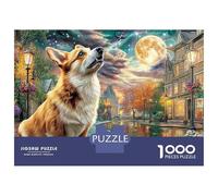 Puzzles Jigsaw 1000 Pièces Corgi par Canal Under Moon Puzzles 70x50cm/1000pcs pour Enfants Cadeau Jeu D'Intelligence Pression Réduite Bricolage Carton