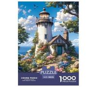 Puzzles Jigsaw 1000 Pièces Cottage Phare en Bord de mer Puzzles 38x26cm/1000pcs pour Enfants Cadeau Jeu D'Intelligence Familial Bricolage Carton