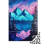 Puzzles Jigsaw 1000 Pièces Coucher de Soleil Mountain Lake Puzzles 52x38cm/1000pcs pour Adultes Et Enfants Cadeau Jeu D'Intelligence Familial DIY Carton