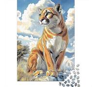 Puzzles Jigsaw 1000 Pièces Cougar Sauvage Portrait Puzzles 38x26cm/1000pcs pour Enfants Cadeau Jeu D'Intelligence Pression Réduite DIY Carton