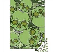 Puzzles Jigsaw 1000 Pièces Crânes Verts-Cartoon Horror Design Puzzles 70x50cm/1000pcs pour Enfants Cadeau Jeu D'Intelligence Familial Bricolage Carton
