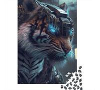 Puzzles Jigsaw 1000 Pièces Cyber Tigre Guerrier Puzzles 38x26cm/1000pcs pour Enfants Cadeau Jeu D'Intelligence Pression Réduite DIY Carton