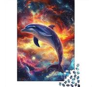 Puzzles Jigsaw 1000 Pièces Dauphin dans la nébuleuse Spatiale Puzzles 38x26cm/1000pcs pour Enfants Cadeau Jeu D'Intelligence Pression Réduite DIY Carton