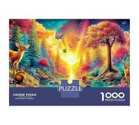 Puzzles Jigsaw 1000 Pièces Deer in Forêt Magique Puzzles 70x50cm/1000pcs pour Enfants Cadeau Jeu D'Intelligence Familial DIY Carton