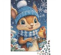 Puzzles Jigsaw 1000 Pièces Echouillot d'hiver avec Oiseau Puzzles 70x50cm/1000pcs pour Adultes Et Enfants Cadeau Jeu D'Intelligence Familial Bricolage Carton
