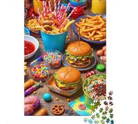 Puzzles Jigsaw 1000 Pièces Fast Food Party Diffusion Puzzles 38x26cm/1000pcs pour Enfants Cadeau Jeu D'Intelligence Familial DIY Carton