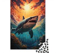 Puzzles Jigsaw 1000 Pièces Grande Attaque de Requin Blanc Puzzles 38x26cm/1000pcs pour Enfants Cadeau Jeu D'Intelligence Pression Réduite Bricolage Carton