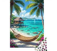Puzzles Jigsaw 1000 Pièces hamac Plage Tropicale Puzzles 52x38cm/1000pcs pour Enfants Cadeau Jeu D'Intelligence Pression Réduite Bricolage Carton