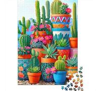 Puzzles Jigsaw 1000 Pièces Jardin de Cactus coloré Puzzles 52x38cm/1000pcs pour Enfants Cadeau Jeu D'Intelligence Familial DIY Carton