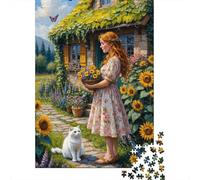 Puzzles Jigsaw 1000 Pièces Jardin de Chalet Rural Puzzles 70x50cm/1000pcs pour Enfants Cadeau Jeu D'Intelligence Pression Réduite DIY Carton