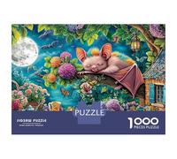 Puzzles Jigsaw 1000 Pièces Jardin de Nuit Magique avec Chauve-Souris Puzzles 38x26cm/1000pcs pour Adultes Et Enfants Cadeau Jeu D'Intelligence Pression Réduite DIY Carton