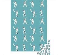 Puzzles Jigsaw 1000 Pièces Joueur de Cricket Action Puzzles 52x38cm/1000pcs pour Enfants Cadeau Jeu D'Intelligence Pression Réduite Bricolage Carton