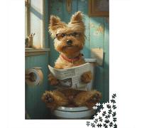 Puzzles Jigsaw 1000 Pièces Journal de Lecture de Chien drôle Puzzles 70x50cm/1000pcs pour Adultes Et Enfants Cadeau Jeu D'Intelligence Pression Réduite Bricolage Carton