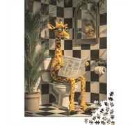 Puzzles Jigsaw 1000 Pièces Journal de Lecture de Giraffe Puzzles 38x26cm/1000pcs pour Enfants Cadeau Jeu D'Intelligence Pression Réduite DIY Carton