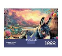 Puzzles Jigsaw 1000 Pièces L'âne reposant dans Le Jardin du désert Puzzles 70x50cm/1000pcs pour Enfants Cadeau Jeu D'Intelligence Pression Réduite DIY Carton
