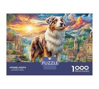 Puzzles Jigsaw 1000 Pièces Le Berger Australien de Village River Puzzles 70x50cm/1000pcs pour Adultes Et Enfants Cadeau Jeu D'Intelligence Familial Bricolage Carton