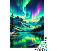 Puzzles Jigsaw 1000 Pièces Le lac Northern Lights Puzzles 38x26cm/1000pcs pour Adultes Et Enfants Cadeau Jeu D'Intelligence Familial Bricolage Carton