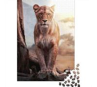 Puzzles Jigsaw 1000 Pièces Lioness en Alerte Puzzles 52x38cm/1000pcs pour Adultes Et Enfants Cadeau Jeu D'Intelligence Familial Bricolage Carton
