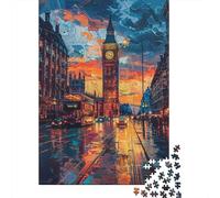 Puzzles Jigsaw 1000 Pièces London Street Scène Puzzles 38x26cm/1000pcs pour Enfants Cadeau Jeu D'Intelligence Pression Réduite Bricolage Carton