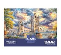 Puzzles Jigsaw 1000 Pièces London Tower Bridge Vue Puzzles 70x50cm/1000pcs pour Adultes Et Enfants Cadeau Jeu D'Intelligence Pression Réduite DIY Carton