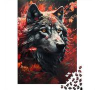 Puzzles Jigsaw 1000 Pièces Loup avec des Fleurs Puzzles 38x26cm/1000pcs pour Enfants Cadeau Jeu D'Intelligence Familial Bricolage Carton