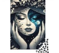 Puzzles Jigsaw 1000 Pièces Lunlit Femme Visage Puzzles 38x26cm/1000pcs pour Adultes Et Enfants Cadeau Jeu D'Intelligence Familial Bricolage Carton