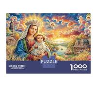 Puzzles Jigsaw 1000 Pièces Madonna et Enfant dans Le Village Puzzles 70x50cm/1000pcs pour Enfants Cadeau Jeu D'Intelligence Pression Réduite Bricolage Carton
