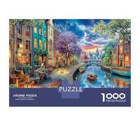 Puzzles Jigsaw 1000 Pièces Maisons de Canal colorées au crépuscule Puzzles 70x50cm/1000pcs pour Adultes Et Enfants Cadeau Jeu D'Intelligence Familial DIY Carton