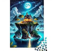 Puzzles Jigsaw 1000 Pièces Moonlit Island Maison Puzzles 52x38cm/1000pcs pour Enfants Cadeau Jeu D'Intelligence Pression Réduite DIY Carton