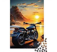 Puzzles Jigsaw 1000 Pièces Moto Sunset Beach Puzzles 52x38cm/1000pcs pour Enfants Cadeau Jeu D'Intelligence Familial Bricolage Carton