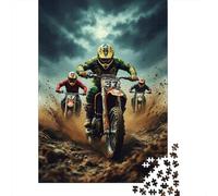 Puzzles Jigsaw 1000 Pièces Motocross Course Action Puzzles 38x26cm/1000pcs pour Adultes Et Enfants Cadeau Jeu D'Intelligence Pression Réduite Bricolage Carton