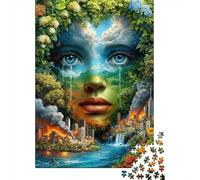 Puzzles Jigsaw 1000 Pièces Nature Femme Visage Puzzles 70x50cm/1000pcs pour Enfants Cadeau Jeu D'Intelligence Familial Bricolage Carton