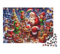 Puzzles Jigsaw 1000 Pièces Noël Santa Workshop Puzzles 52x38cm/1000pcs pour Enfants Cadeau Jeu D'Intelligence Familial DIY Carton