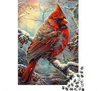 Puzzles Jigsaw 1000 Pièces Oiseau Cardinal Hiver Puzzles 52x38cm/1000pcs pour Adultes Et Enfants Cadeau Jeu D'Intelligence Pression Réduite Bricolage Carton