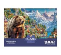 Puzzles Jigsaw 1000 Pièces Ours sur Mountain Village Puzzles 70x50cm/1000pcs pour Enfants Cadeau Jeu D'Intelligence Familial DIY Carton