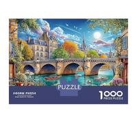Puzzles Jigsaw 1000 Pièces Paris Pont de la Seine de Nuit Puzzles 70x50cm/1000pcs pour Enfants Cadeau Jeu D'Intelligence Pression Réduite DIY Carton