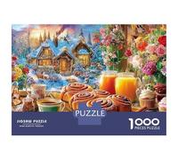 Puzzles Jigsaw 1000 Pièces Pâtisseries pour Le Petit déjeuner à Winter Village Puzzles 52x38cm/1000pcs pour Adultes Et Enfants Cadeau Jeu D'Intelligence Pression Réduite Bricolage Carton