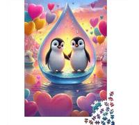 Puzzles Jigsaw 1000 Pièces Penguin Amour scène Puzzles 38x26cm/1000pcs pour Enfants Cadeau Jeu D'Intelligence Familial DIY Carton