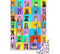 Puzzles Jigsaw 1000 Pièces Pet Portraits Grille Puzzles 38x26cm/1000pcs pour Enfants Cadeau Jeu D'Intelligence Familial DIY Carton